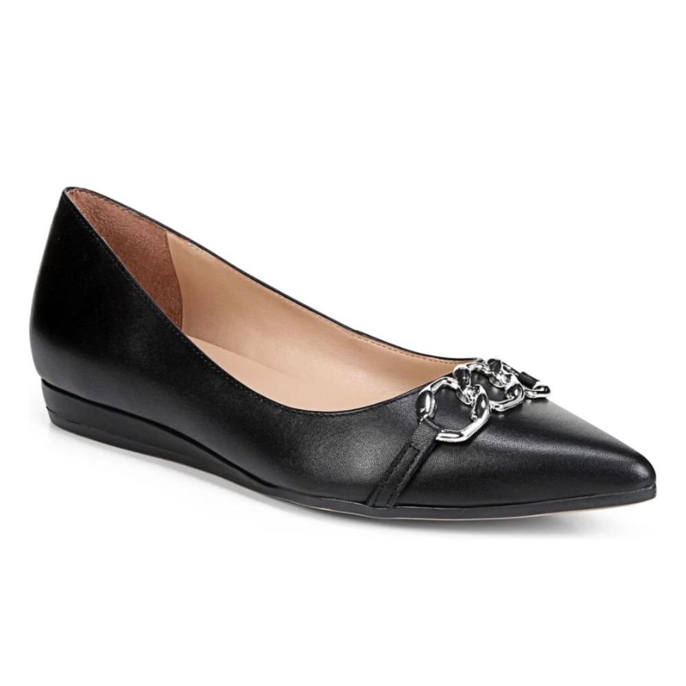 Naturalizer Black Katalie Chain Detail Pointed Toe Wedge 12M NWOT